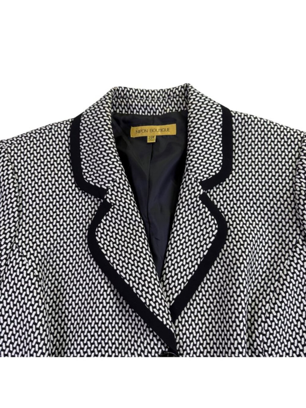 Nipon Boutique Womens Black & White Blazer JacketGeometric Pattern  Size 20W - Picture 4 of 8